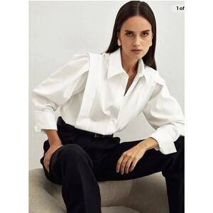 Commense NWT Women’s XS white Cotton Button Up Blouse-B1